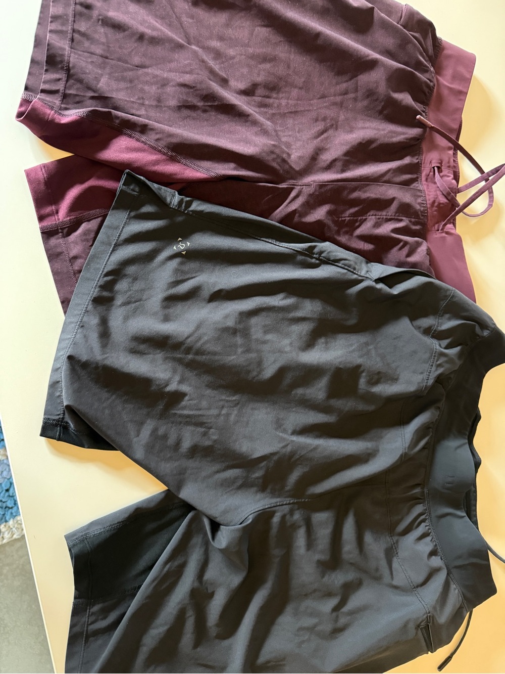 Lululemon Pace Breaker Shorts in Black and Burgundy